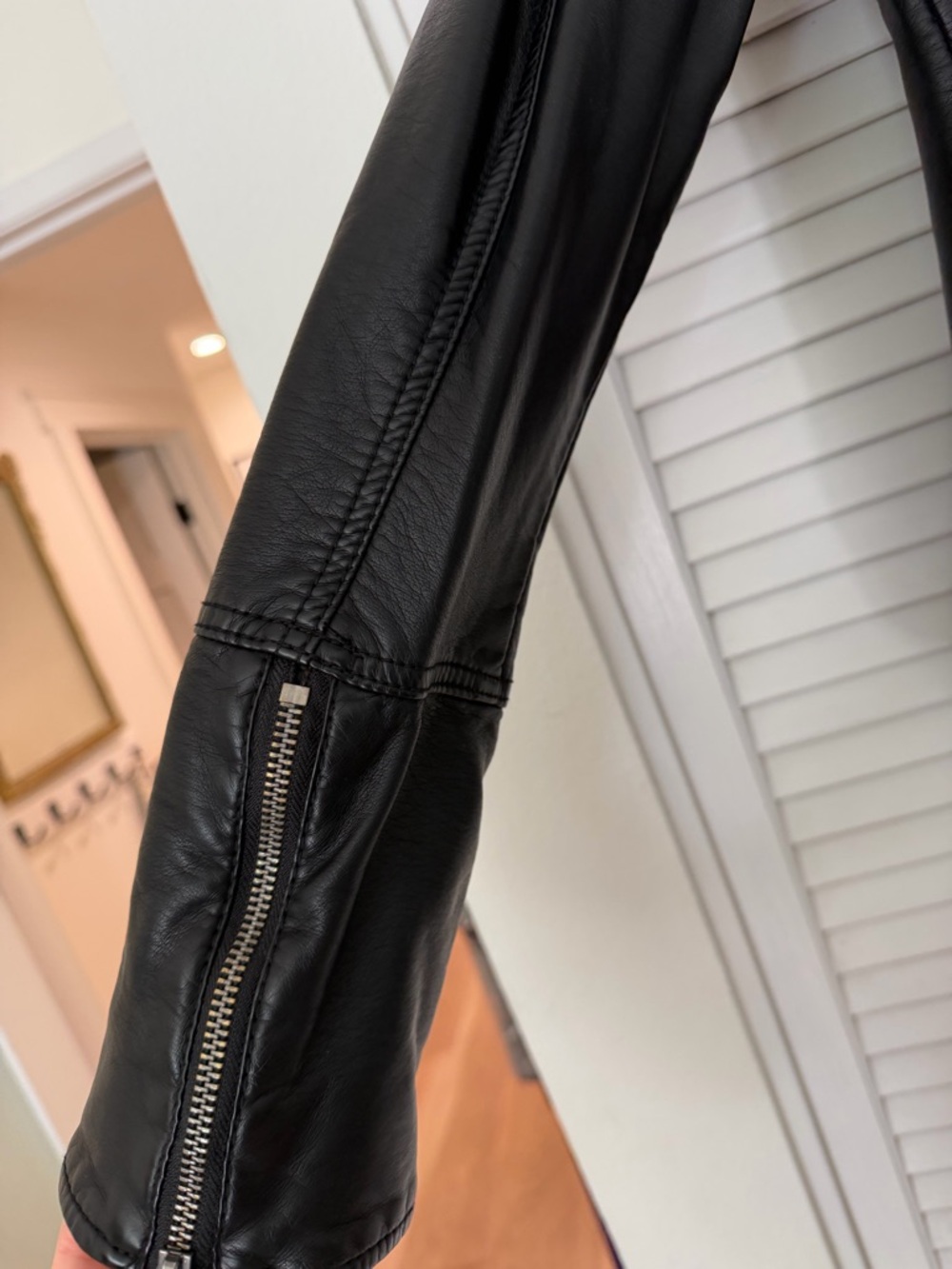 Free People Black Leather Snap-Front Moto Jacket - Picture 5 of 6